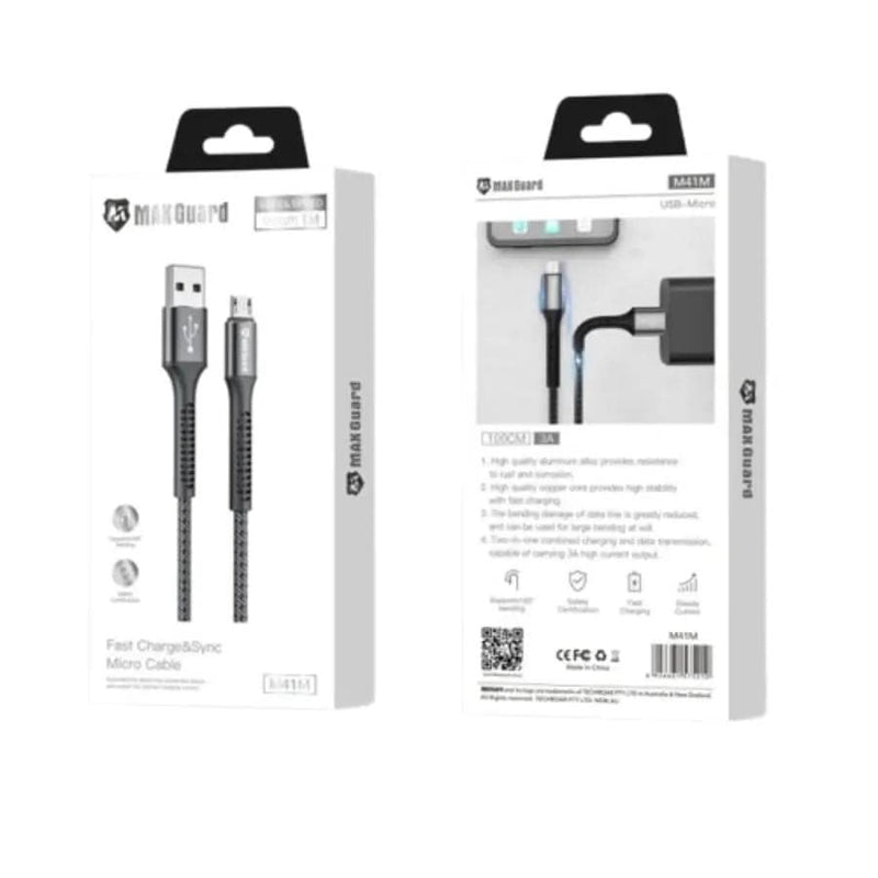 9eight5 Accessories Maxguard 1m USB-A to Micro cable M41M Maxguard 1m Braided USB A to Micro USB Cable M41M
