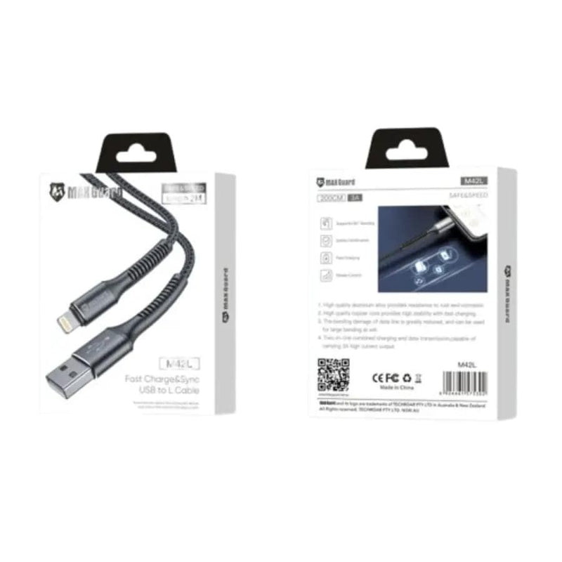 9eight5 Accessories Maxguard 2m USB-A to Lightning cable M42L MaxGuard 2 Meter USB A To Lightning Braided Cable M42L