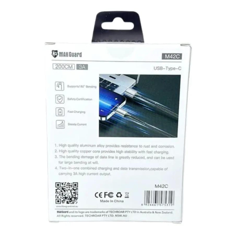 9eight5 Accessories Maxguard 2m USB A To Type-C cable M42C Maxguard 2m USB A To Type-C cable M42C