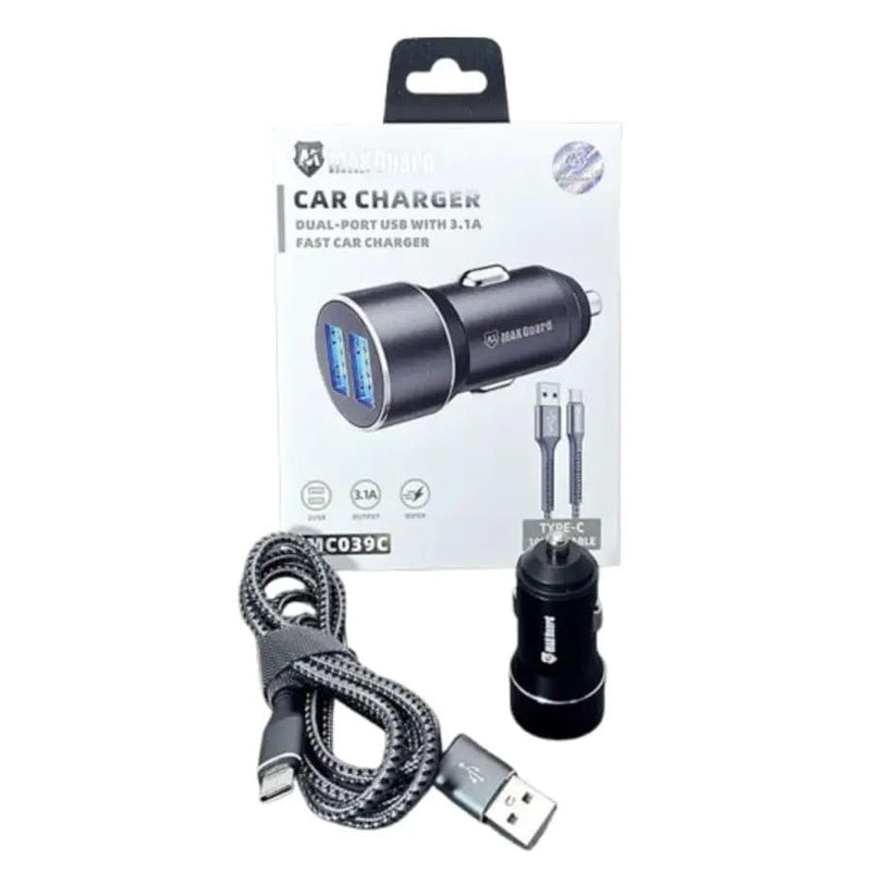 9eight5 Accessories Maxguard 3.1A 2 USB car charger with USB-A to C combo MC039C Maxguard 3.1A 2 USB car charger with USB-A to C combo MC039C