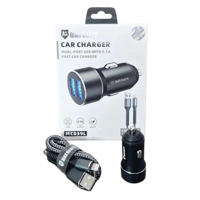9eight5 Accessories Maxguard 3.1A 2 USB car charger with USB-A to Lightning combo MC039L Maxguard 3.1A 2 USB car charger with USB-A to Lightning combo MC039L