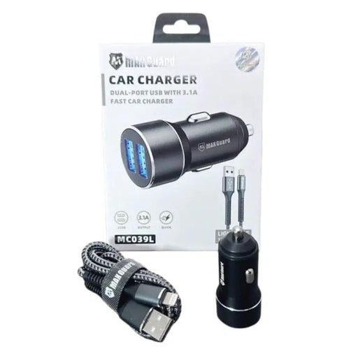 Maxguard 3.1A 2 USB car charger with USB-A to Lightning combo MC039L – view 2