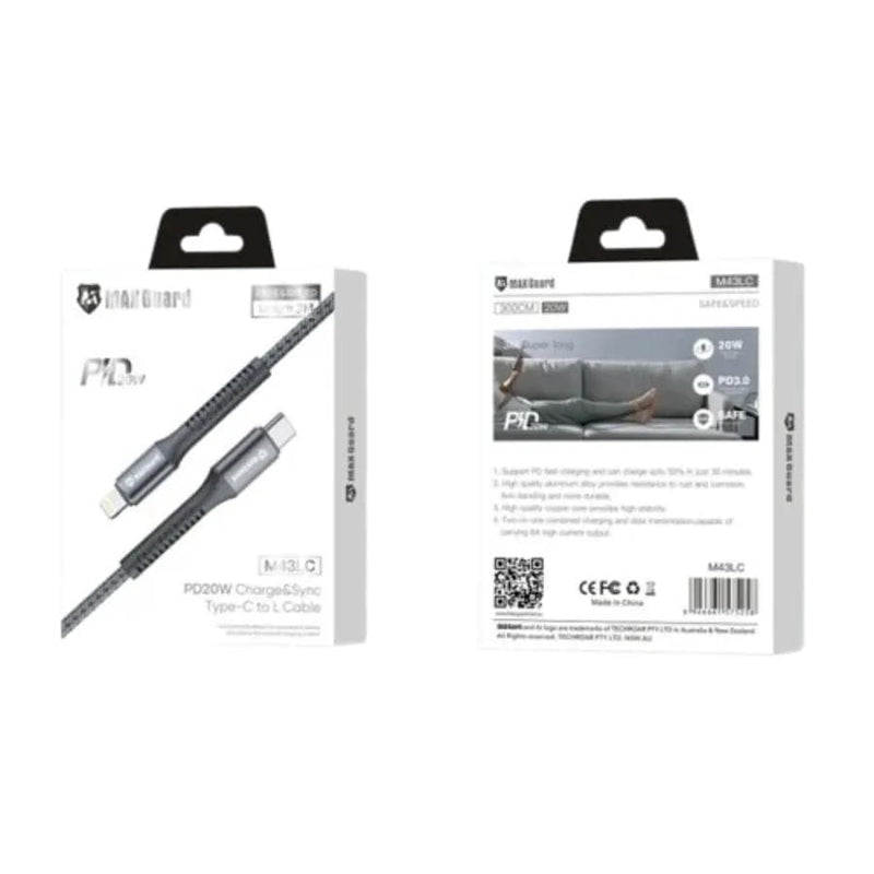9eight5 Accessories Maxguard 3m 20W Type-C to Lightning cable M43LC MaxGuard 3m Type C to Lightning Cable M43LC 20W PD