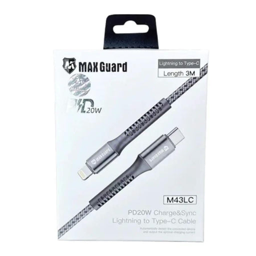 9eight5 Accessories Maxguard 3m 20W Type-C to Lightning cable M43LC MaxGuard 3m Type C to Lightning Cable M43LC 20W PD