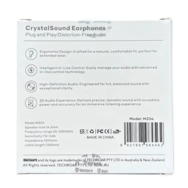 Maxguard Crystal Sound Earphones - MZ04 by 9eight5