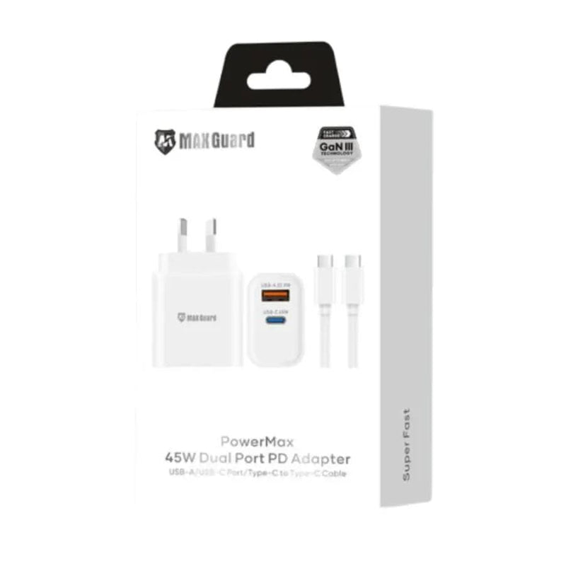 9eight5 Accessories Maxguard PD 45W wall charger with Type-C to C comb 45PDCC Maxguard PD 45W wall charger with Type-C to C comb 45PDCC