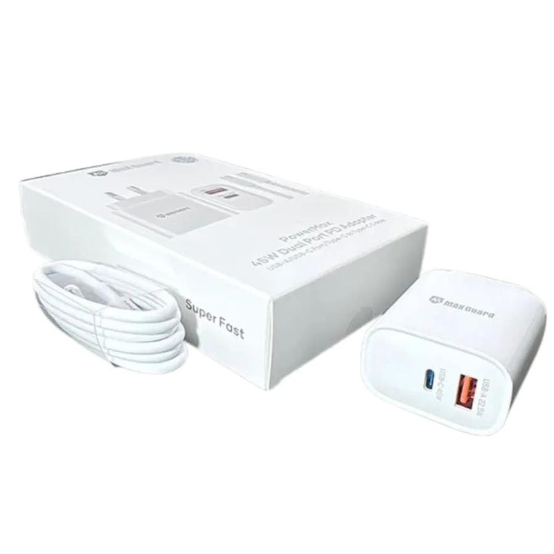 9eight5 Accessories Maxguard PD 45W wall charger with Type-C to C comb 45PDCC Maxguard PD 45W wall charger with Type-C to C comb 45PDCC