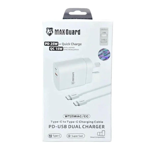 Maxguard Type C & USB Power Adapter Wall Plug (NZ / AUS), With Type C to Type C Cable by 9eight5