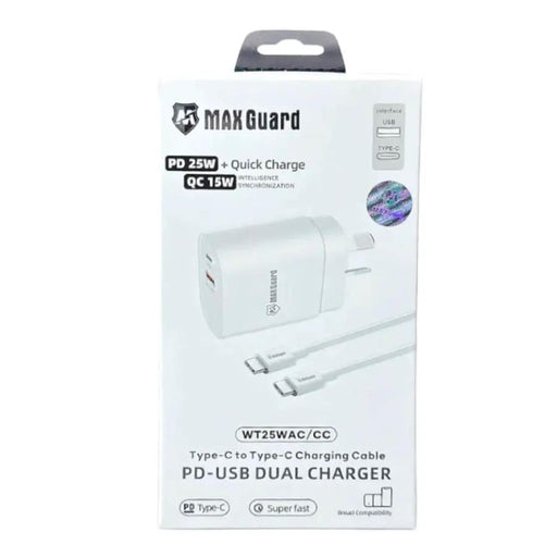 Maxguard Type C & USB Power Adapter Wall Plug (NZ / AUS), With Type C to Type C Cable by That Watch Shop