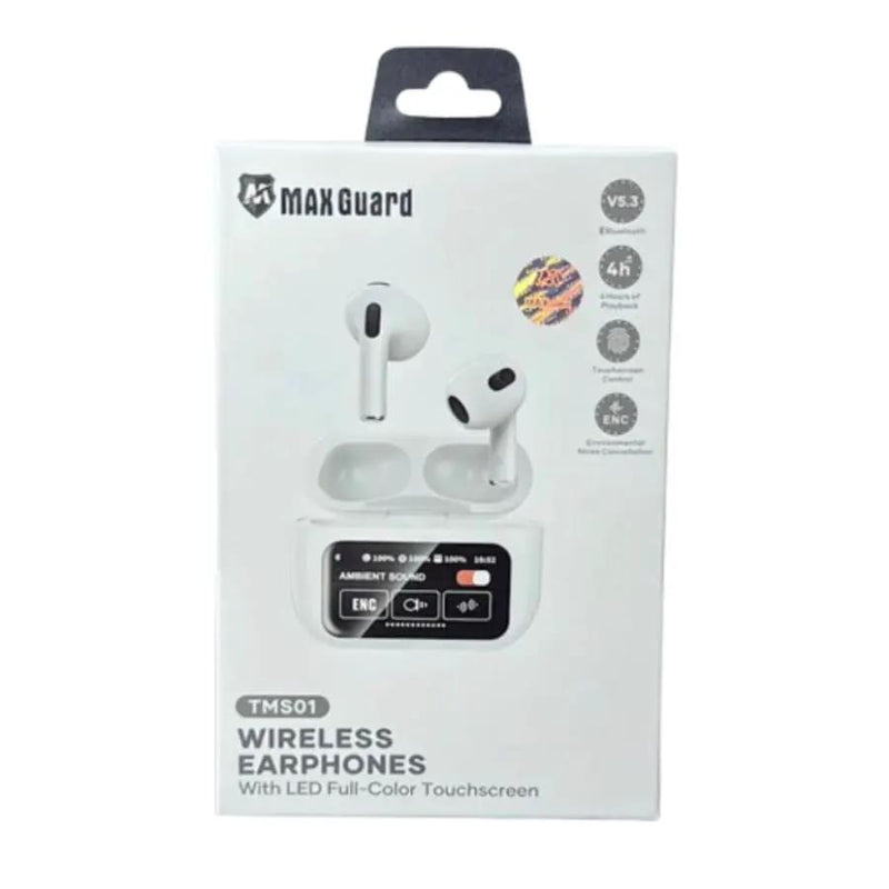 Maxguard Wireless Earphones with LED Colour Touchscreen by 9eight5