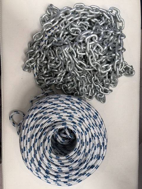 Rope Chain Package 6mm Drum Winch Rope with silver chain and braided rope, ideal for high-performance winch use.