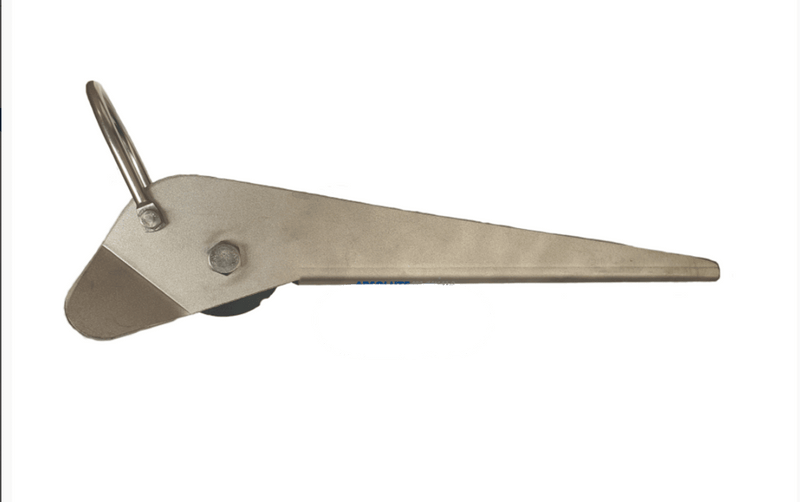 Stainless Fixed Universal Bow Roller side view showing the durable stainless steel construction and design features.