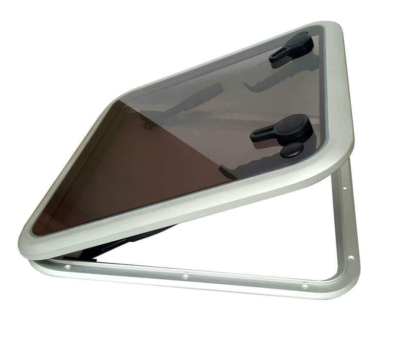 Alloy Deck hatch 660mm x 660mm 10mm Glass with handle and tempered glass features