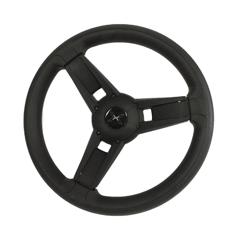 maXtek marine steering wheel 350mm - Black with a stylish design in hard-wearing black plastic.