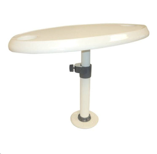 Oval Table and Pedestal Flush Mount with adjustable pedestal and drink holders