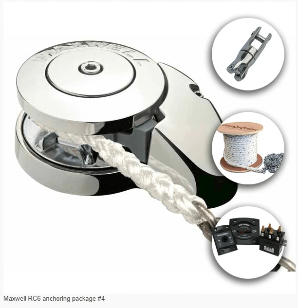 Maxwell RC6 Boat anchoring package 4 with rope, chain, and circuit components