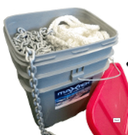 Maxwell RC6 Boat anchoring package 4 in a storage container with chain and rope included.