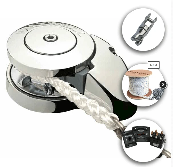 Maxwell RC6 Boat anchoring package 6 components, including high-quality rope and anchor swivel.