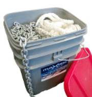 Maxwell RC6 Boat anchoring package 6 including chain and rope in storage container.