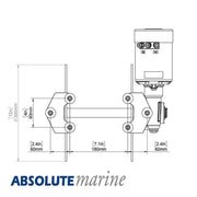 Maxwell Tasman 160 metre Drum Winch design diagram displaying dimensions and motor placement.