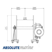 Maxwell Tasman 160 metre Drum Winch dimensions outline with measurements and specifications for installation.