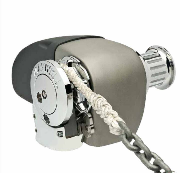 Maxwell Windlass HRC10-8 with Capstan showcasing the sleek design and 8mm chain attachment for efficient anchoring.