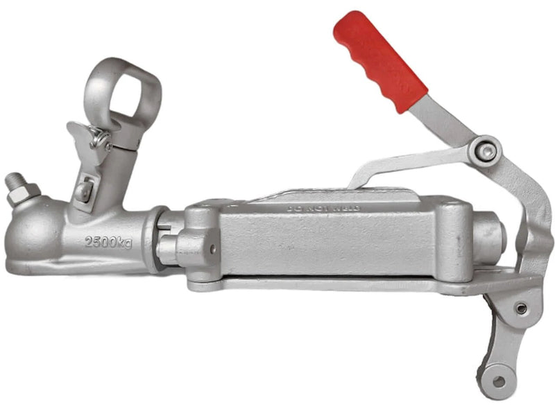 Mechanical Override Coupling - 2500kg Capacity 1 7/8” Ball - In Store shown from the side with red handle