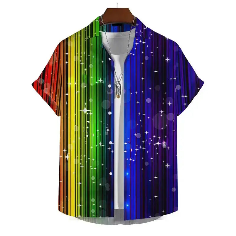 Men’s 3D Print Rainbow Shirt (10 different designs available) by Habicare