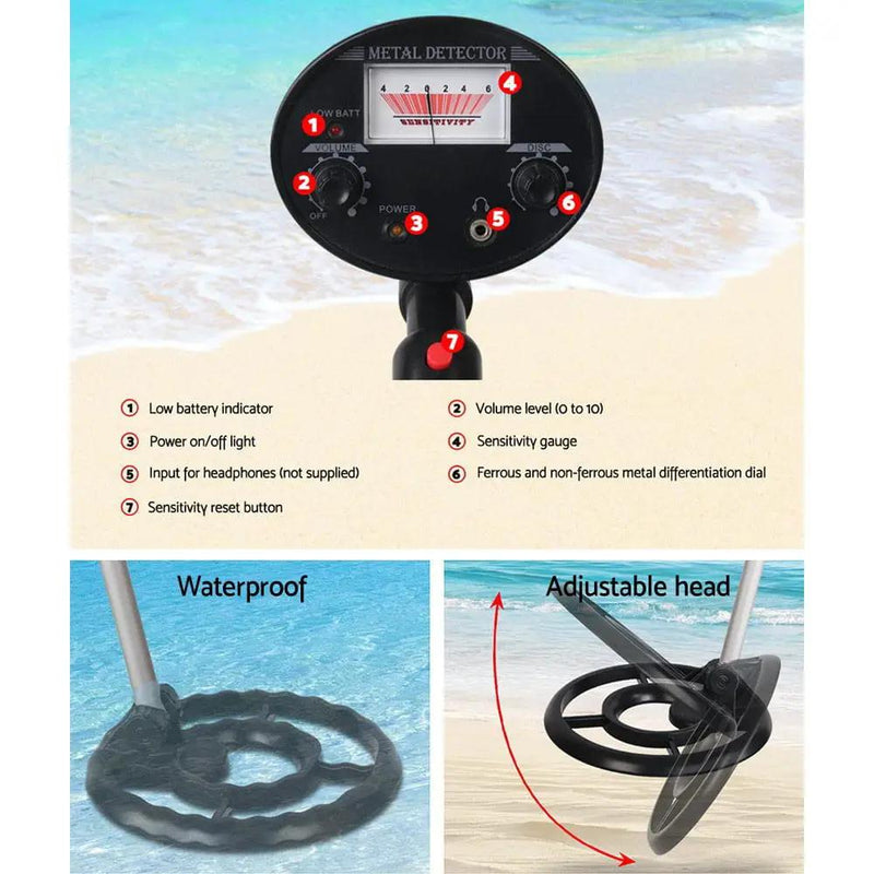 Metal Detector 180MM Deep Sensitive Waterproof Treasure Hunter Gold Digger Black by SportZone.co.nz