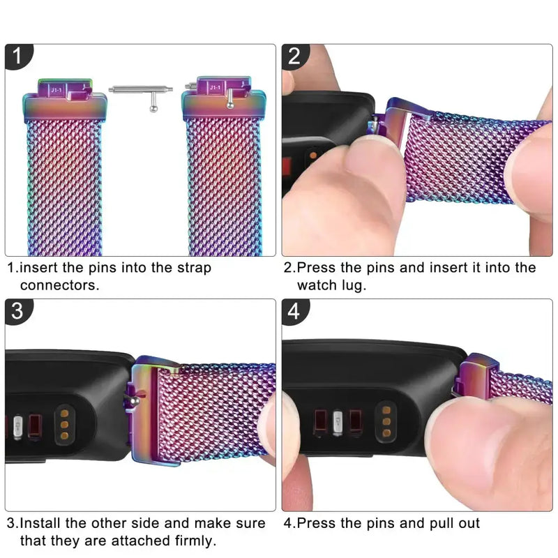 Metal Strap for the Fitbit Inspire/ACE 2/3 Series (available in 10 colours) by Habicare