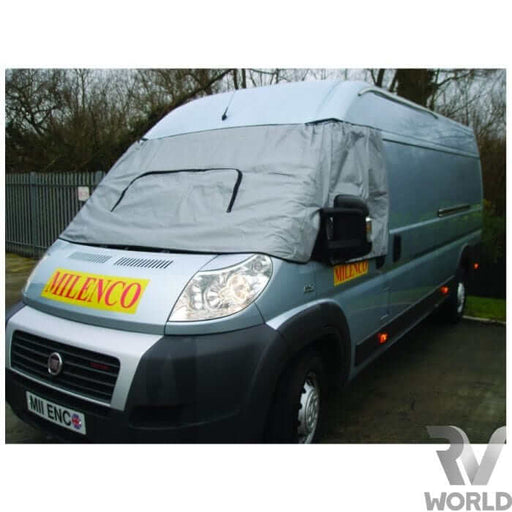 Milenco Universal External Blind fitted on a motorhome, designed to prevent condensation and ease installation.
