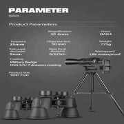 Military HD Binoculars – Long Range BAK4 Prism (20x50) by Habicare