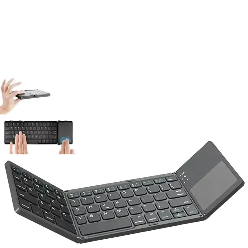Habicare Mini Foldable Bluetooth Keyboard with Touchpad, Rechargeable Wireless Ultra-Slim Pocket Keyboard for Tablet & Laptop Mini Foldable Bluetooth Keyboard with Touchpad, Rechargeable Wireless Ultra-Slim Pocket Keyboard for Tablet & Laptop