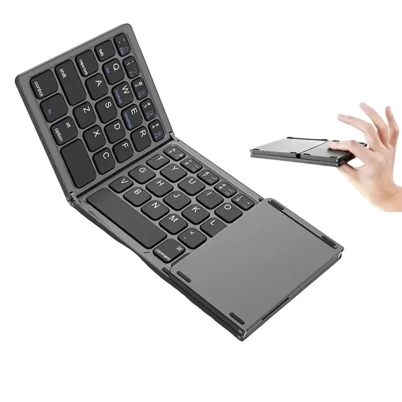 Habicare Mini Foldable Bluetooth Keyboard with Touchpad, Rechargeable Wireless Ultra-Slim Pocket Keyboard for Tablet & Laptop Mini Foldable Bluetooth Keyboard with Touchpad, Rechargeable Wireless Ultra-Slim Pocket Keyboard for Tablet & Laptop