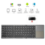 Habicare Mini Foldable Bluetooth Keyboard with Touchpad, Rechargeable Wireless Ultra-Slim Pocket Keyboard for Tablet & Laptop Mini Foldable Bluetooth Keyboard with Touchpad, Rechargeable Wireless Ultra-Slim Pocket Keyboard for Tablet & Laptop