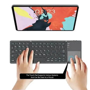Habicare Mini Foldable Bluetooth Keyboard with Touchpad, Rechargeable Wireless Ultra-Slim Pocket Keyboard for Tablet & Laptop Mini Foldable Bluetooth Keyboard with Touchpad, Rechargeable Wireless Ultra-Slim Pocket Keyboard for Tablet & Laptop