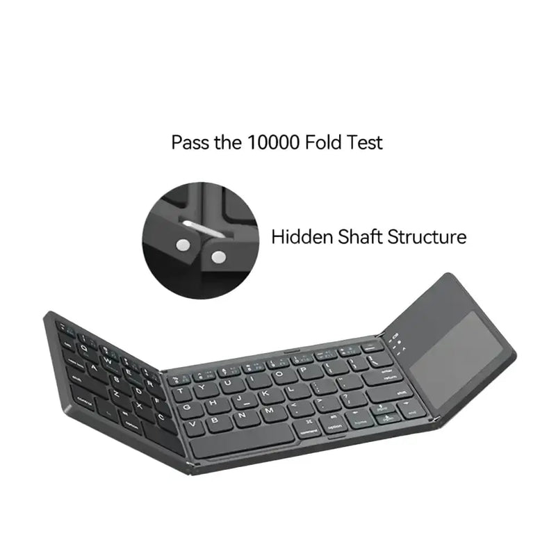 Habicare Mini Foldable Bluetooth Keyboard with Touchpad, Rechargeable Wireless Ultra-Slim Pocket Keyboard for Tablet & Laptop Mini Foldable Bluetooth Keyboard with Touchpad, Rechargeable Wireless Ultra-Slim Pocket Keyboard for Tablet & Laptop