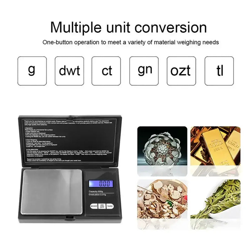 Mini Jewelry Pocket Scale 0.01g Digital Stainless Steel Portable Balance (4 sizes available) by Habicare