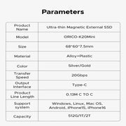 Mini Magnetic External SSD 2000MB/s (2 colours available) by Habicare