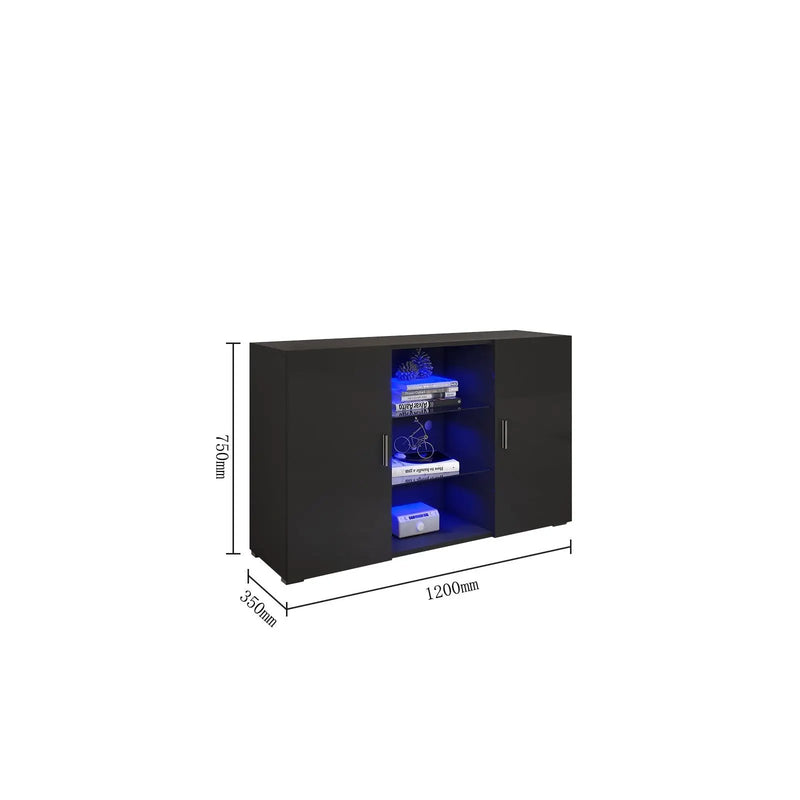 Zara Black RGB LED Lighting Side Stand by sue-e furniture