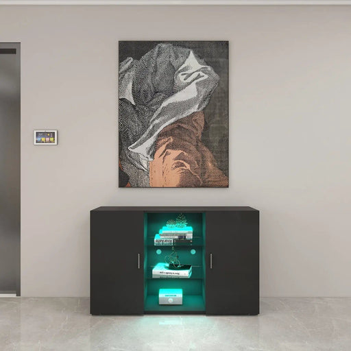 sue-e furniture Cabinets and Bookshelves Zara Black RGB LED Lighting Side Stand Zara Black RGB LED Lighting Side Stand