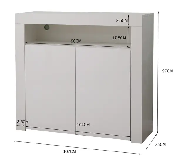 Panana' 2-door Side Cabinet with LED light (7colors) by sue-e furniture