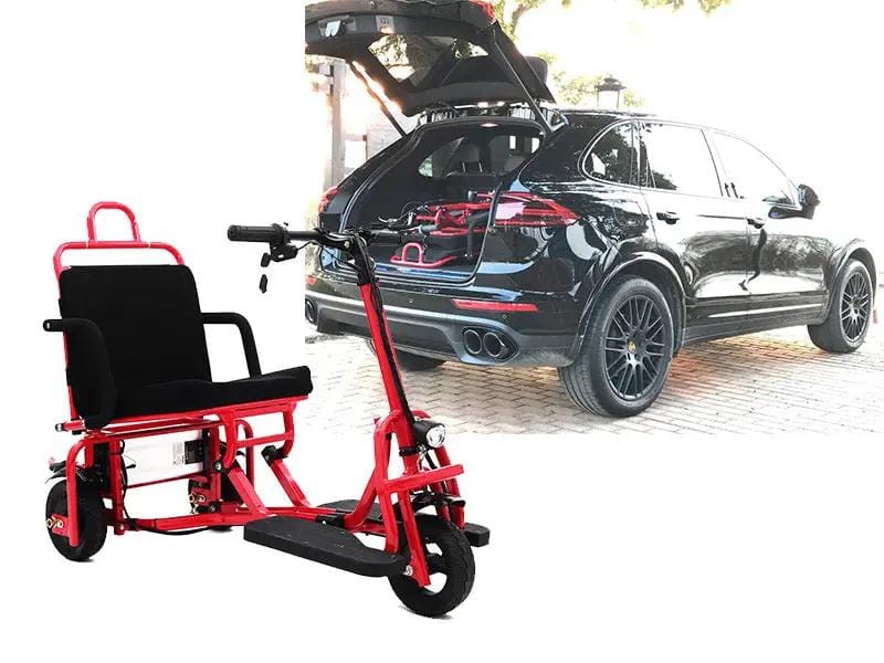Foldable 3 wheel electric scooter mobility scooter Red by Kiwi Grab