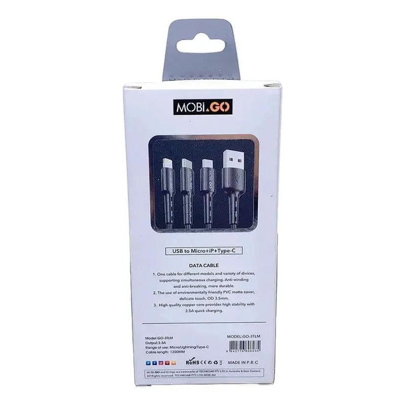9eight5 Electronics Accessories Mobigo 1.2m 3 In 1 Cable GO3TLM Mobigo 1.2m 3 In 1 Cable GO3TLM