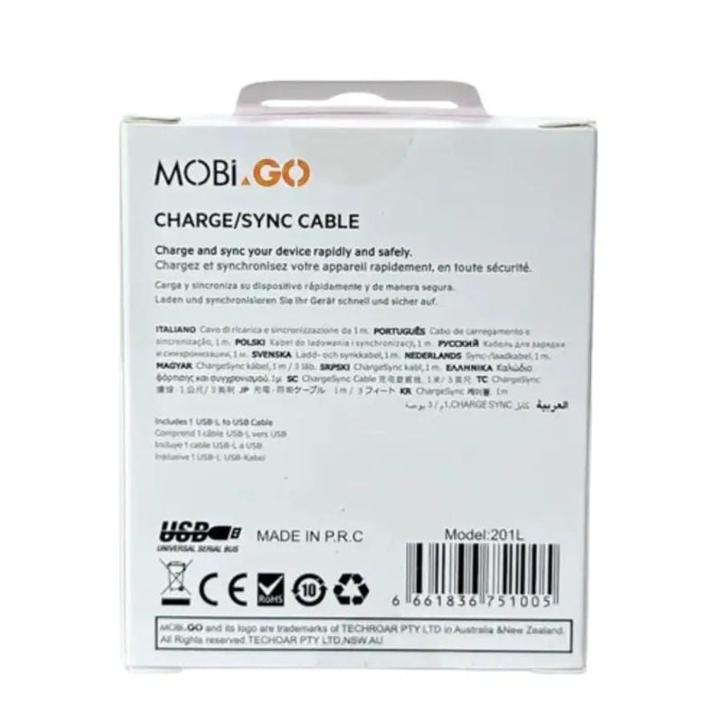 9eight5 Accessories Mobigo 1m USB-A to Lightning cable 201L Mobigo 1m USB A to Lightning Cable for Apple