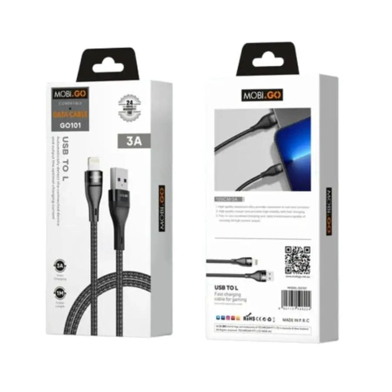 9eight5 Accessories Mobigo 1m USB-A to Lightning cable GO101 Mobigo 1M USB A To Lightning Cable GO101 Braided 3A