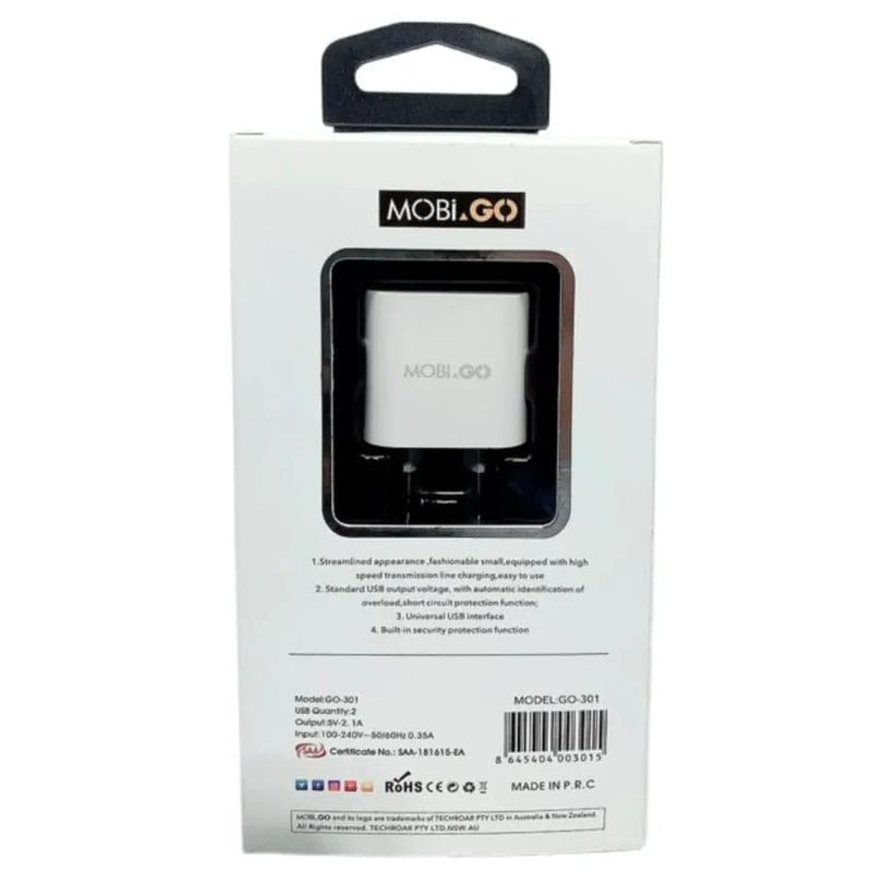 9eight5 Accessories Mobigo 2.1A wall charger GO301 Mobigo 2.1A wall charger GO301