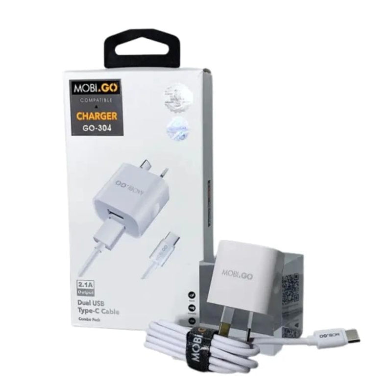 9eight5 Accessories Mobigo 2.1A wall charger with USB-A to C combo GO304 Mobigo 2.1A wall charger with USB-A to C combo GO304