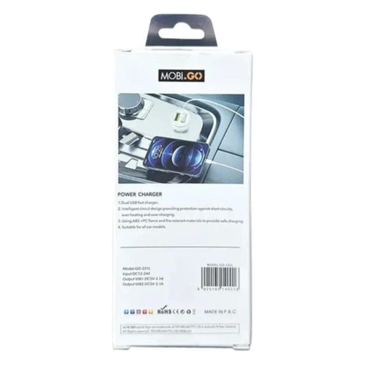 Mobigo 3.1A 2 USB car charger with USB-A to Lightning combo GO221L – view 2