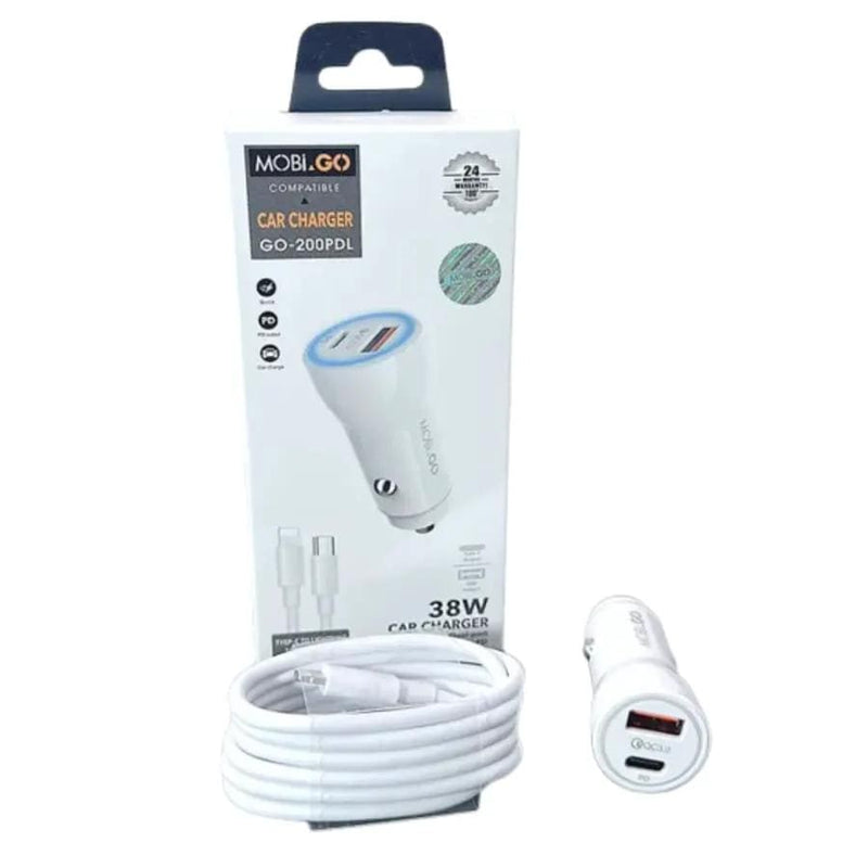 9eight5 Accessories Mobigo 38W 2 UAB car charger with Type-C to Lightning combo GO200PDL Mobigo 38W 2 UAB car charger with Type-C to Lightning combo GO200PDL